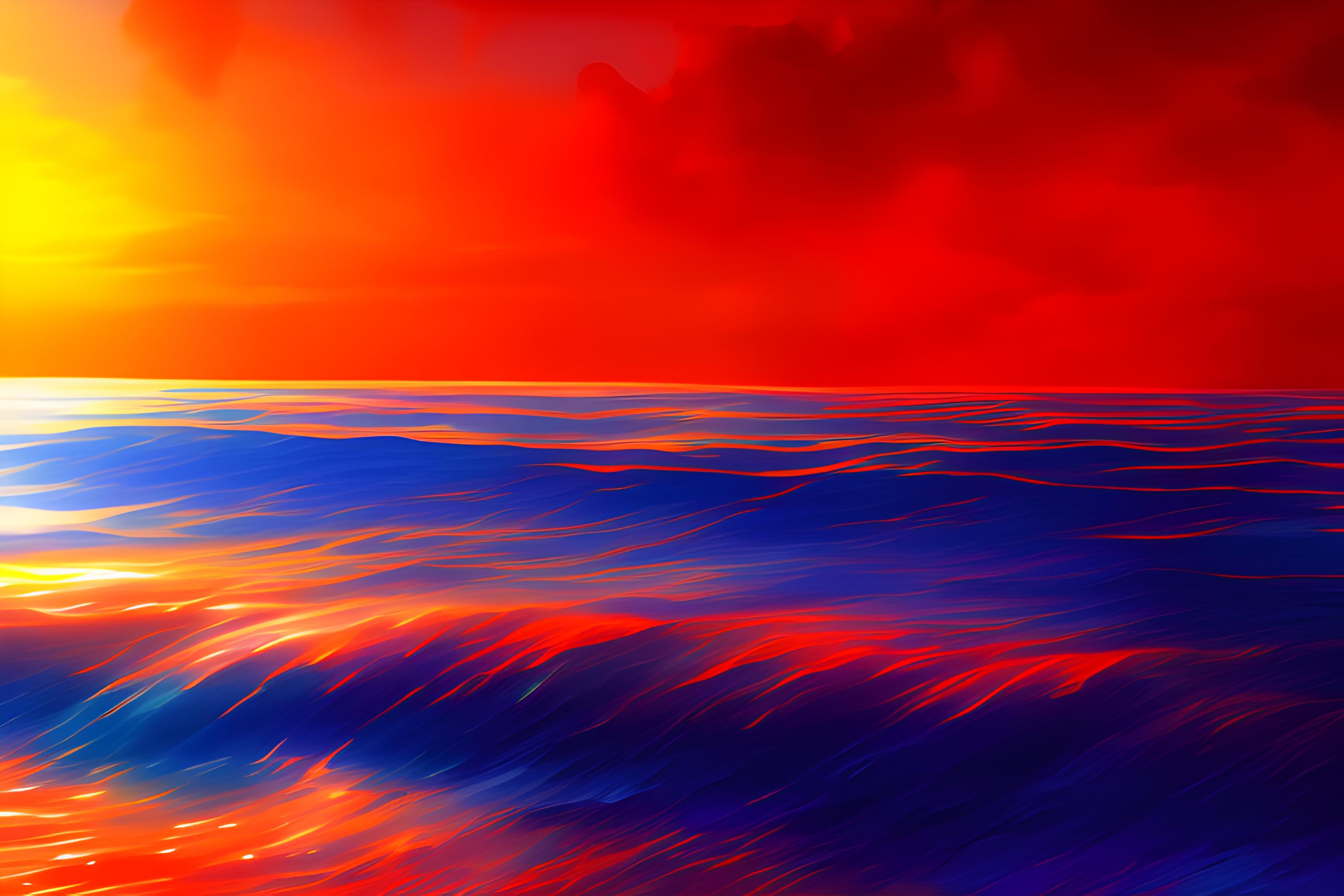 blue ocean during red sunse
